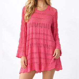 Pink Crochet Swim Cover-Up